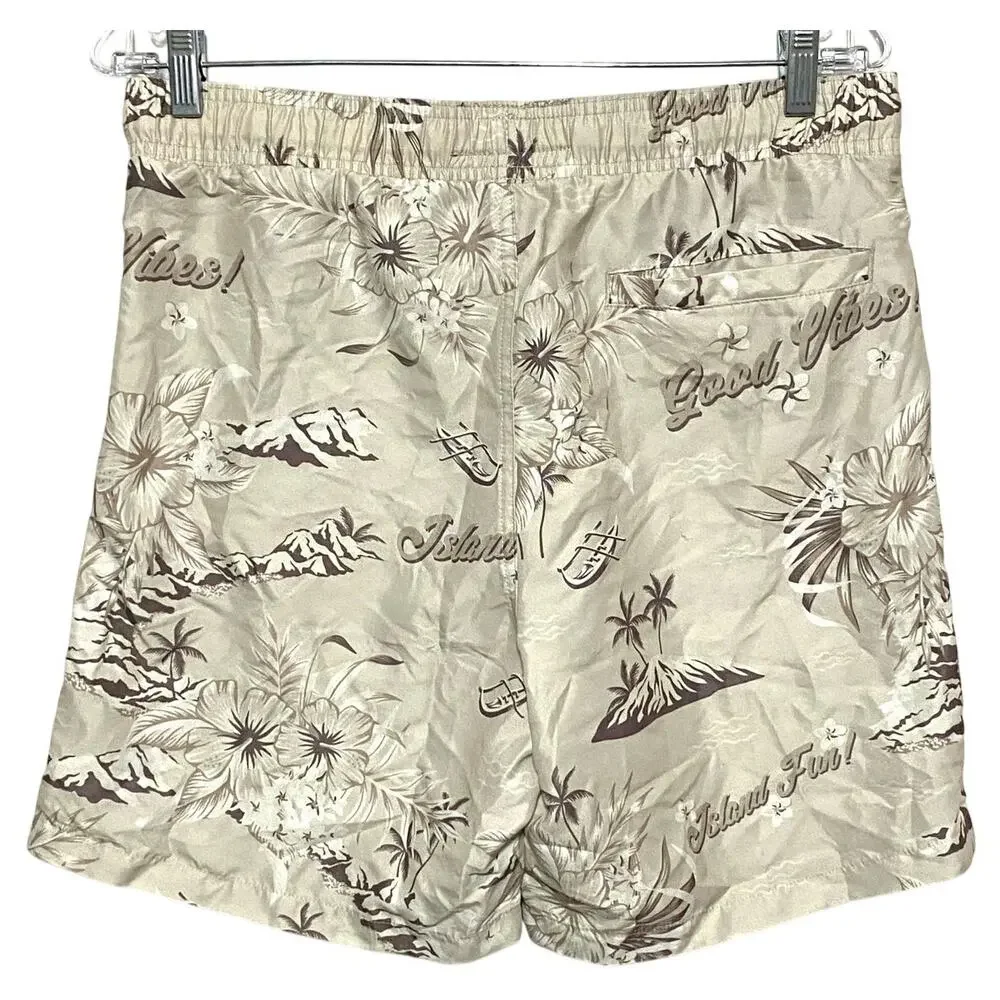 Surf Society Board Shorts Mens M Hawaiian AOP Tropical Swim Trunks Beach Resort